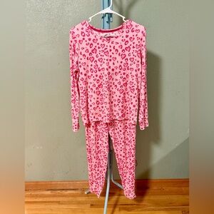 Women's Pink Leopard Print Pajama Set